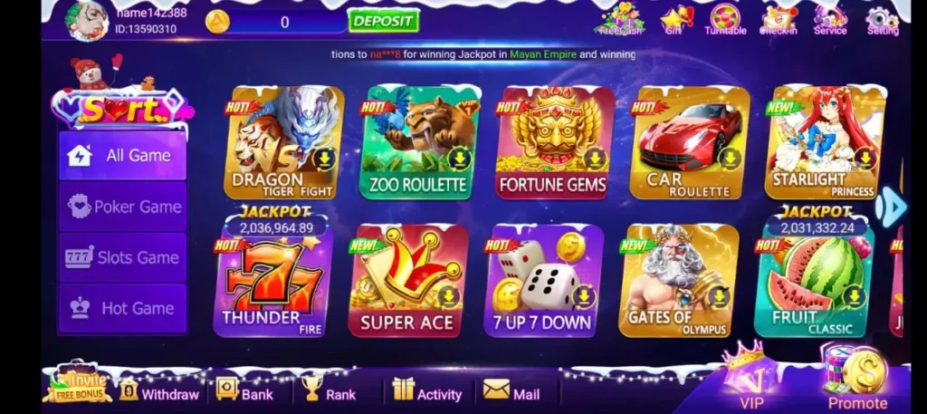 Colorful casino-style game interface